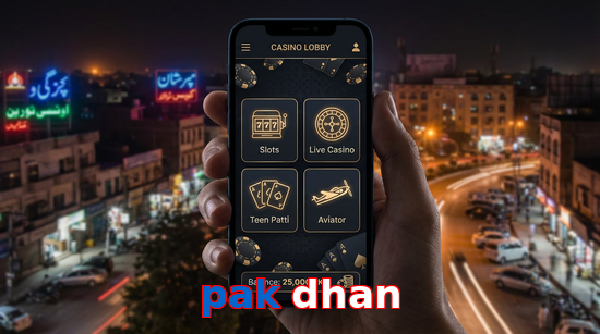 Main screen of Pak Dhan app page for PK players