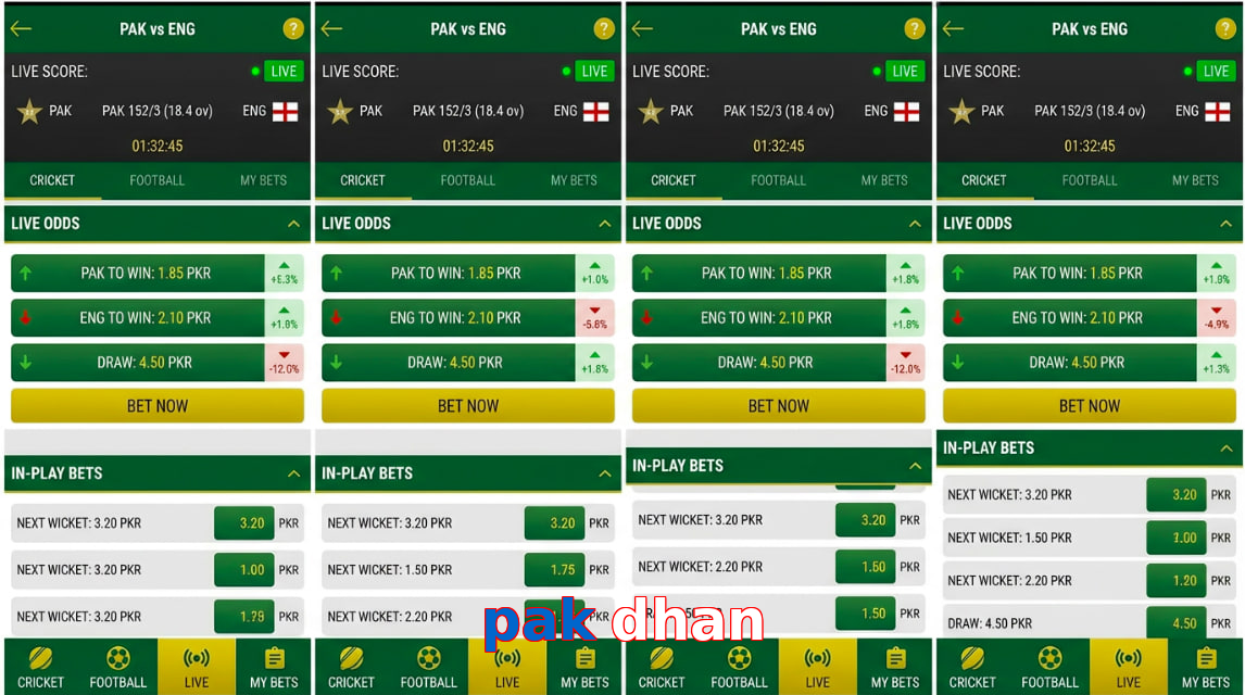 Game list for Pak Dhan bet section