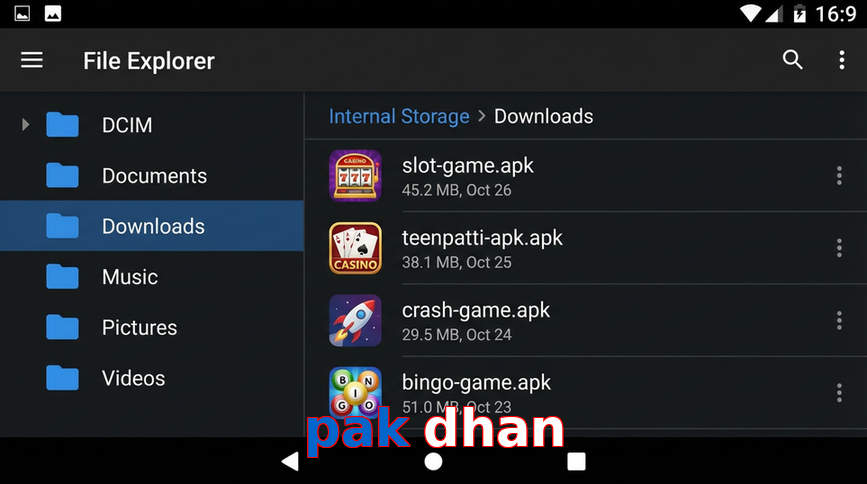 Main screen of Pak Dhan gameapk page for PK players
