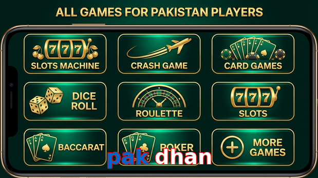 Main screen of Pak Dhan games page for PK players