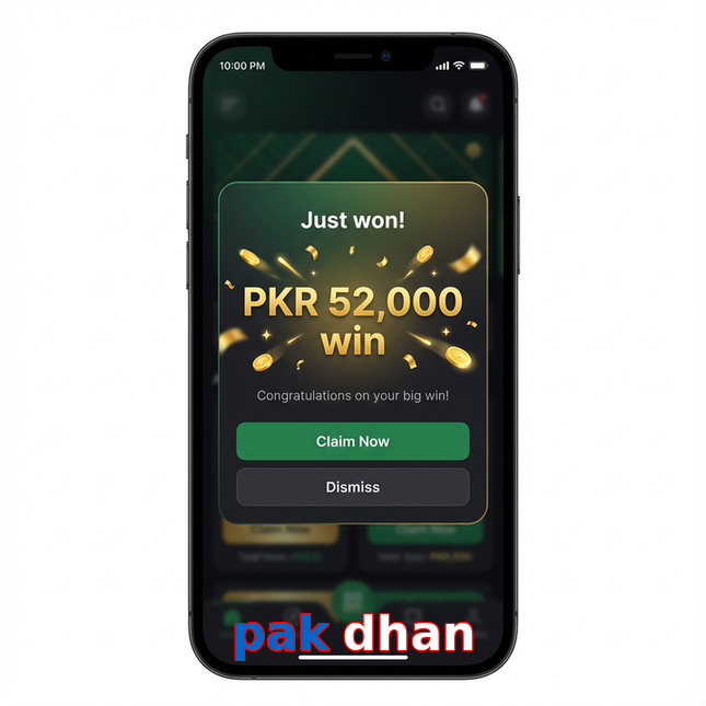 Main screen of Pak Dhan win page for PK players